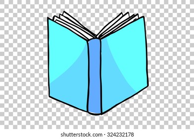Hand Draw Sketch of Blue Book at transparent Effect Background
