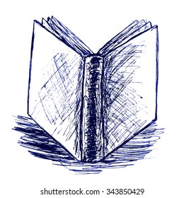 Hand Draw Sketch of blue Book with shadow

