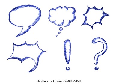 hand draw Sketch, blue Bubble Talk
