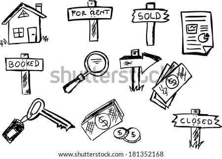 hand draw sketch, Business property symbols 