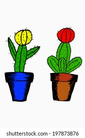 hand draw sketch of cactus 