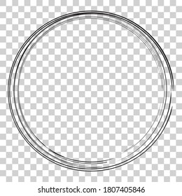 Hand Draw Sketch Circle Frame from Multiple Black thic market for your element design, transparent Effect Background
