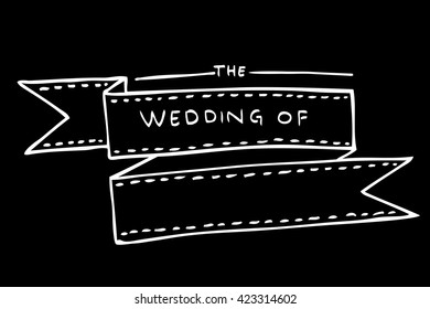 hand draw sketch of classic Wedding ceremony Ribbon
