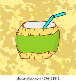 hand draw sketch or Coconut Fruit 
