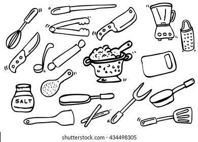 Hand Draw Sketch of Cook Ware 

