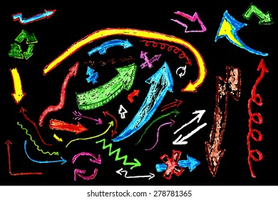 Hand draw sketch with crayon, Arrow with Crayon