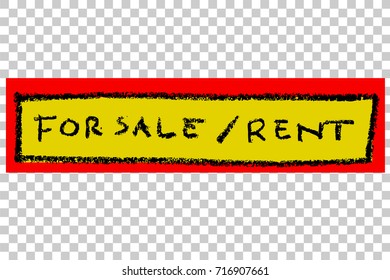 Hand Draw Sketch Crayon Effect Plank : For Sale or Rent, at Transparent Effect Background
