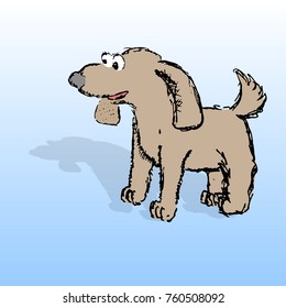 Hand draw sketch dog with shadow