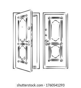 Hand Draw Sketch of Doors. door, vector sketch illustration