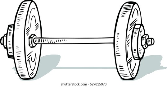 Hand draw sketch of dumbbell,vector illustration