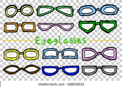 hand draw sketch of eyeglasses 

