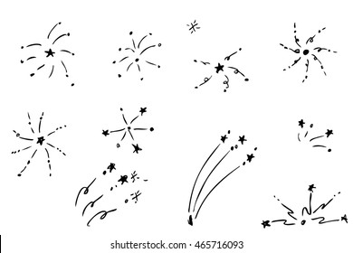 Hand Draw Sketch of Fire Works
