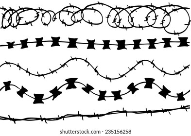 Hand Draw sketch of five Barbed Wire 