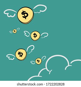 Dibujo manual de la flotación del dólar