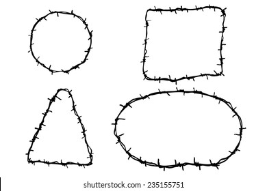 Hand Draw sketch of four Barbed Wire 