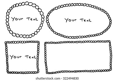 Hand Draw sketch of four Frame f Circle, isolated on white

