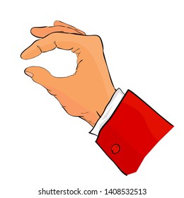 Hand Draw Sketch  Gesture using red tuxedo Hand Holding, Picking / Take or Receive Something for your element design
