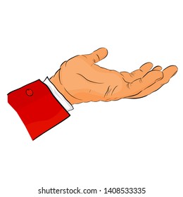 Hand Draw Sketch Gesture using red tuxedo Hand Holding, Picking / Take or Receive Something for your element design
