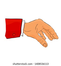 Hand Draw Sketch Gesture using red tuxedo Hand Holding, Picking / Take or Receive Something for your element design
