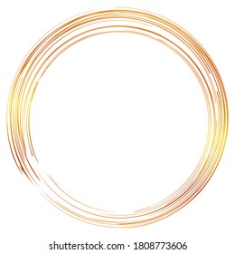 Hand Draw Sketch Golden Circle Frame from Multiple Black thic market for your element design, isolated on white
