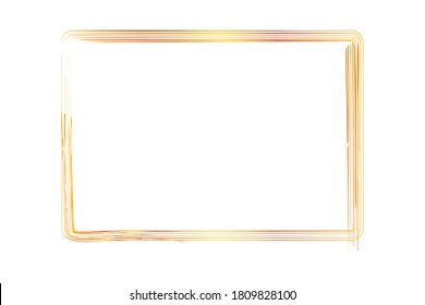 Handgezeichnet Skizze Goldener Rahmenrahmen aus schwarzem, dickem, mehrfarbigem Zeichen für Ihr Elementdesign einzeln auf Weiß
