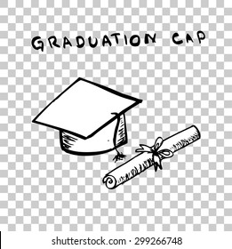 Hand Draw Sketch Of Graduation Cap At Transparent Background