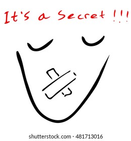 Hand Draw Sketch - Keep Silent Secret Sign
