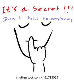 Hand Draw Sketch - Keep Silent Secret Sign
