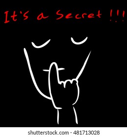 Hand Draw Sketch - Keep Silent Secret Sign
