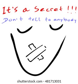 Hand Draw Sketch - Keep Silent Secret Sign
