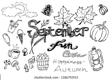 hand draw sketch lettering of september fun