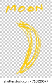 Hand Draw Sketch of Moon, at Transparent Effect Background
