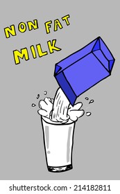 Hand Draw Sketch, Non Fat Milk 