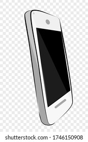 Dibujo manual Esbozo modelo antiguo Vector de color plano brillante blanco Smartphone con efecto transparente fondo