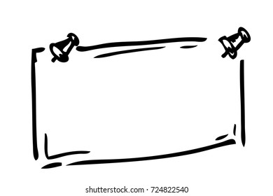 Hand Draw Sketch, Outline of Blank Note, Isolated on White 

