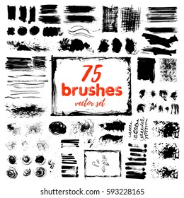 Hand draw sketch paintbrush set. Artistic sketch grunge painted brash isolated vector illustration