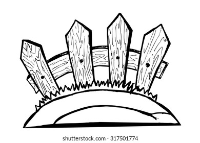 hand draw sketch of perspective Wooden Gate 
