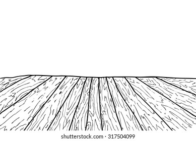 hand draw sketch of perspective wooden floor

