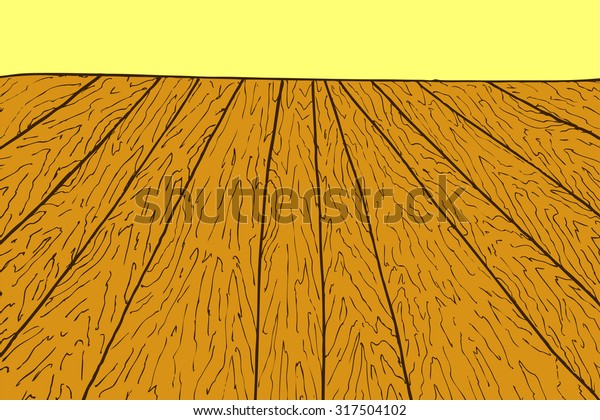 Hand Draw Sketch Perspective Wooden Floor Stock Vektorgrafik