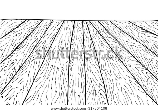 Hand Draw Sketch Perspective Wooden Floor Stock Vector Royalty