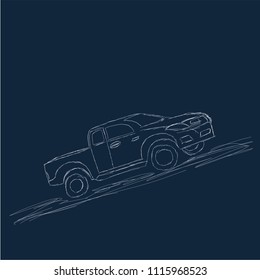 Hand draw sketch of Pick up car