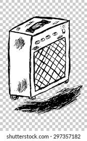 hand draw sketch of Power Amplifier, at transparent effect background
