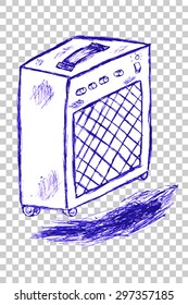 hand draw sketch of Power Amplifier, at transparent effect background
