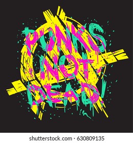 Hand draw sketch Punks not dead illustration.  label design for t-shirts, posters, logos, greeting cards etc.