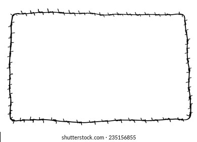 Hand Draw sketch of rectangle Barbed Wire 
