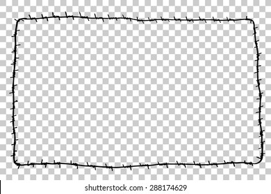 Hand Draw sketch of rectangle Barbed Wire
