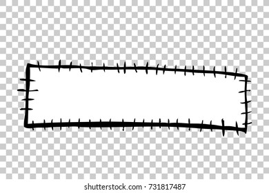 Hand Draw Sketch of Rectangle Patch and Stitching Effect, at Transparent Effect Background
