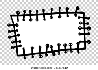 Hand Draw Sketch of Rectangle Patch and Stitching Effect, at Transparent Effect Background
