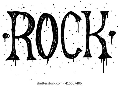 Hand draw sketch Rock logo. 