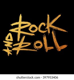 Hand draw sketch Rock and Roll illustration. Rock and Roll tattoo print.